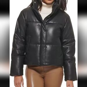 Levi's faux leather Puffer jacket Women's  NWT
